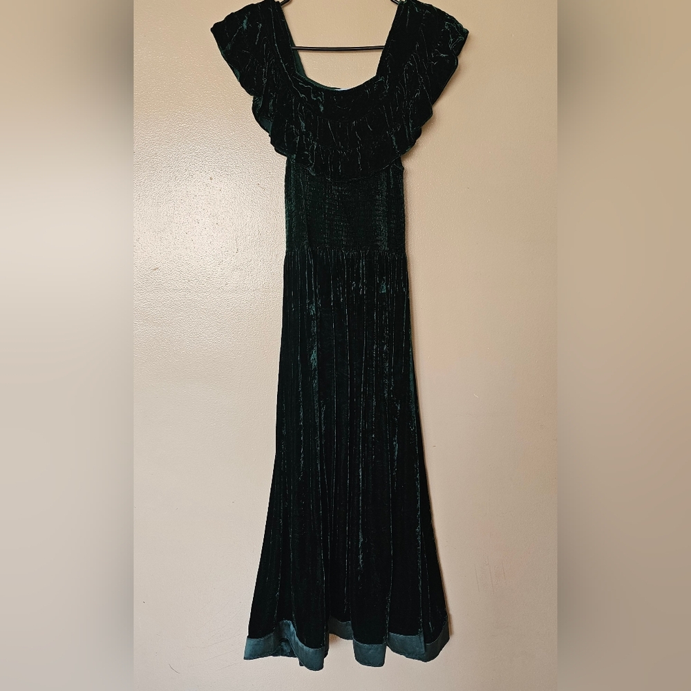 NWOT Hill House Emerald Green Velvet Silk Blend Nap Dress XS Quiet Luxury Moody - Picture 5 of 8